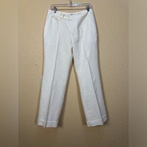 Liz Claiborne New York Cuffed White linen Jackie Slacks